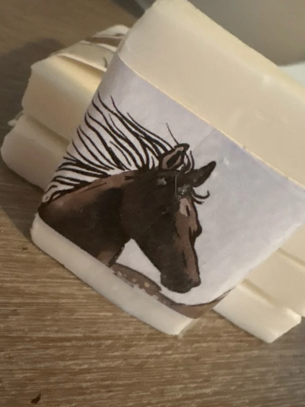 Artisan Horse-Print Bath Soap -All natural goats milk soap - Cream Cocanut Bar